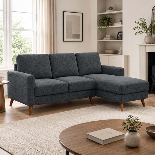 Jasper Universal Corner Sofa Reversible Chaise Dark Grey Grey Beige