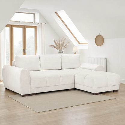 Zura Plush Velvet Large 3 Seater L Shaped Universal Corner Sofa Bed