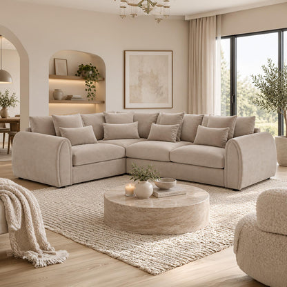 Mercer 4 Seater Velvet Corner Sofa LHF or RHF Grey or Mocha