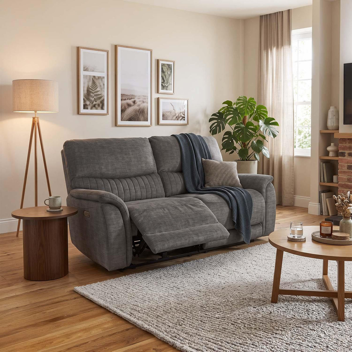 Hoxley Electric Reclining Sofa Suite 3 + 2  Charcoal