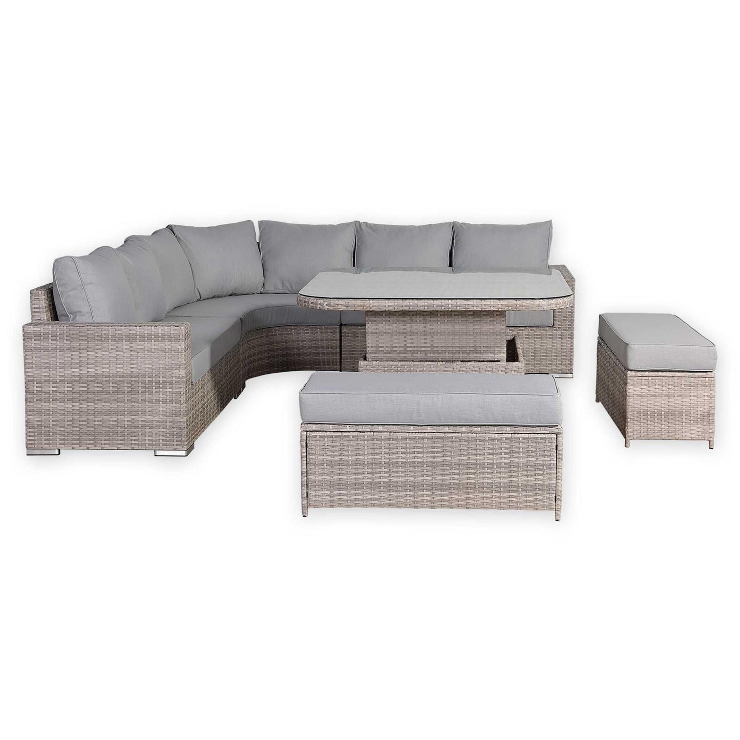 Round Corner Rattan Patio Sofa Set with Adjustable Table
