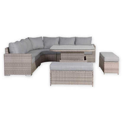 Round Corner Rattan Patio Sofa Set with Adjustable Table