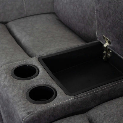 Anna Grey Fabric Electric Reclining Sofa Suite USB Charging Cup Holder