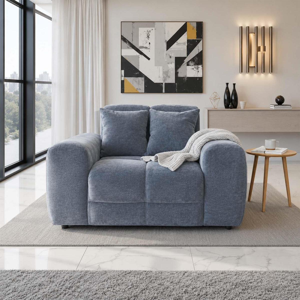 Jenson Plush Velvet Armchair with Deep Seat & Thick Boxed Arms