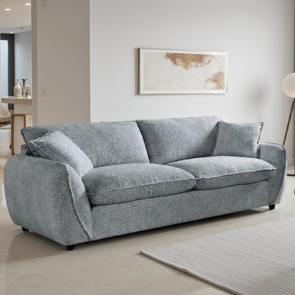 Berti Beige or Grey Fabric 3 Seater Sofa