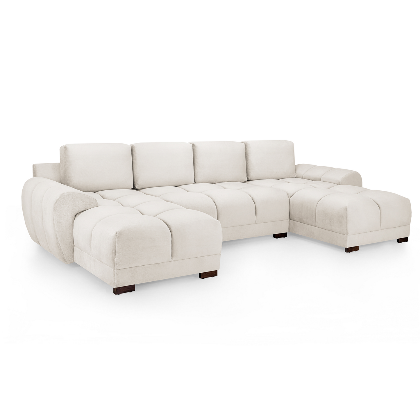 Zura Plush Velvet Large U Shaped 4 - 5 Seater Sofa  | Cream, Grey or Mocha