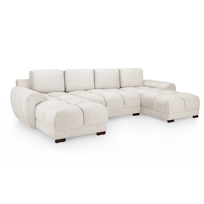 Zura Plush Velvet Large U Shaped 4 - 5 Seater Sofa  | Cream, Grey or Mocha