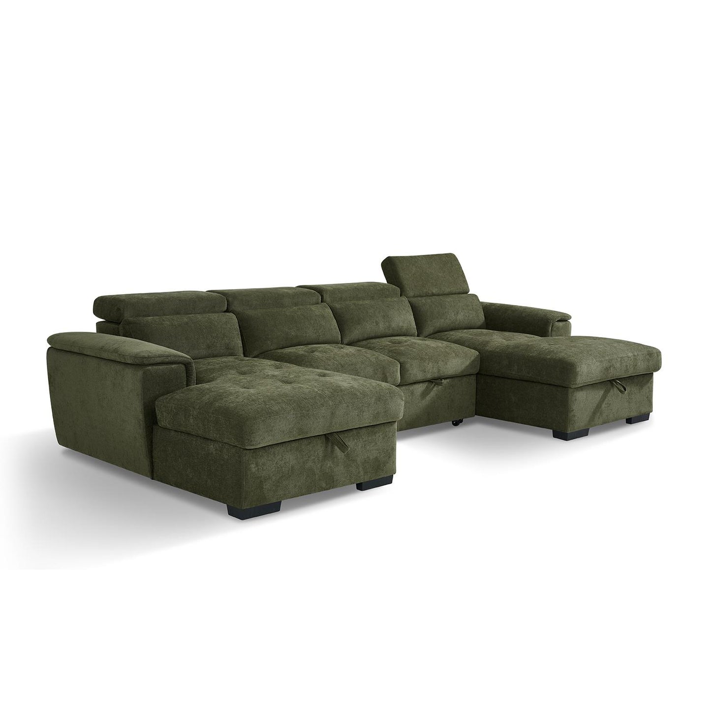 Large 4 5 Seater Fabric U Shaped Sofa Bed Tilting Headrest Storage