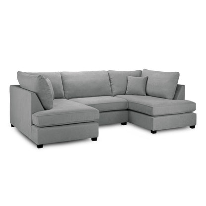 California Classic Fabric Beige, Black or Grey U shaped 6 Seater Sofa