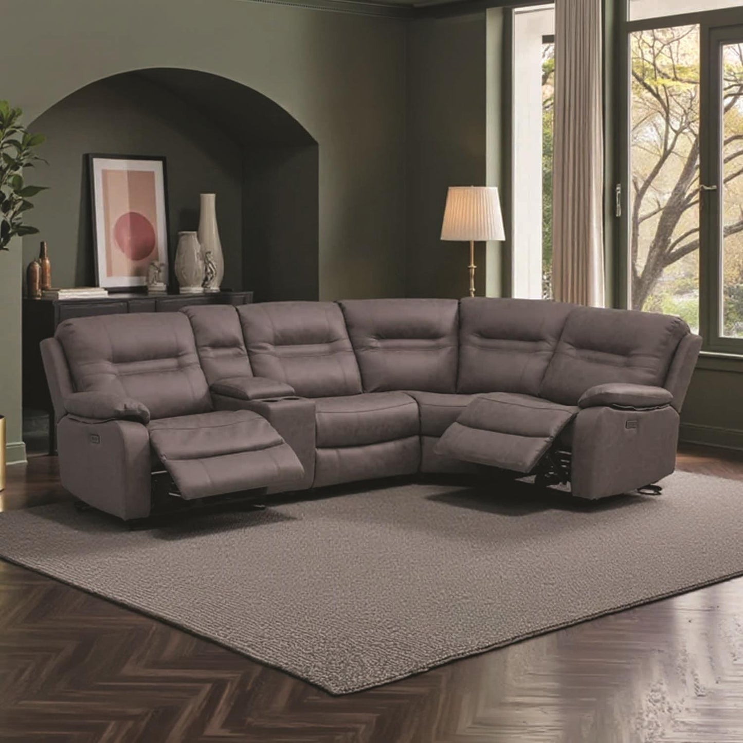 Jax Grey Fabric Right Hand Facing Electric Reclining Corner Sofa