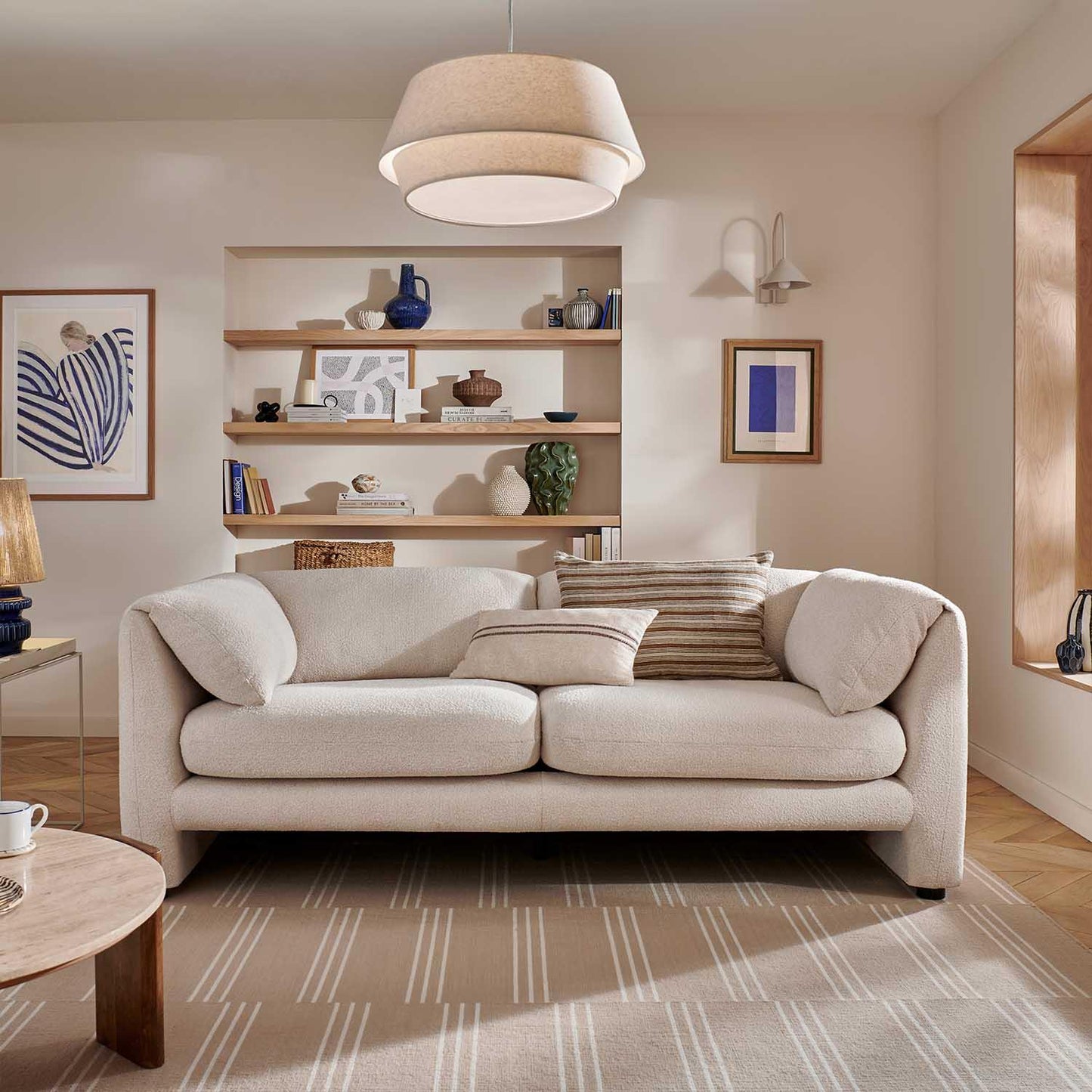 Chester 3 + 2 Fabric Boucle Cream Sofa Suite