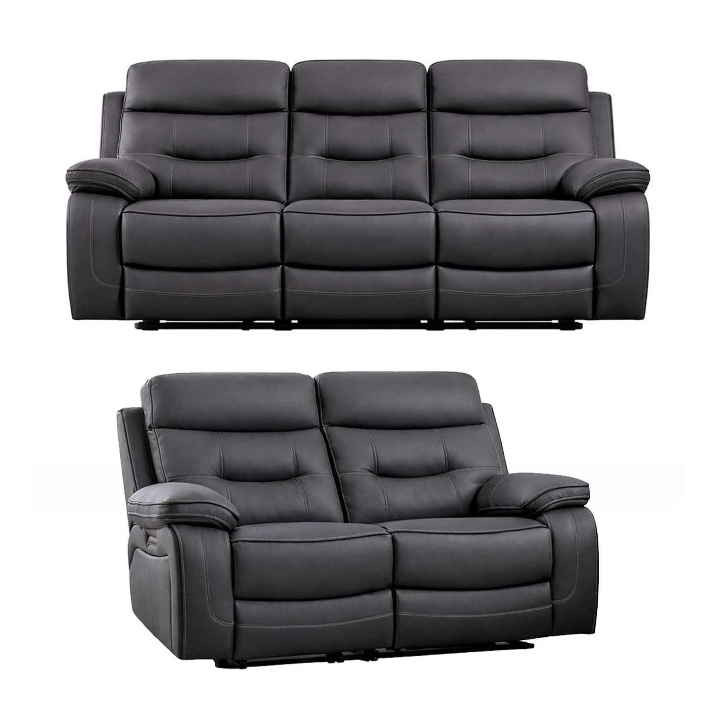 Renzo Grey Electric Recliner Sofa Suite 3 Seater & 2 Seater USB