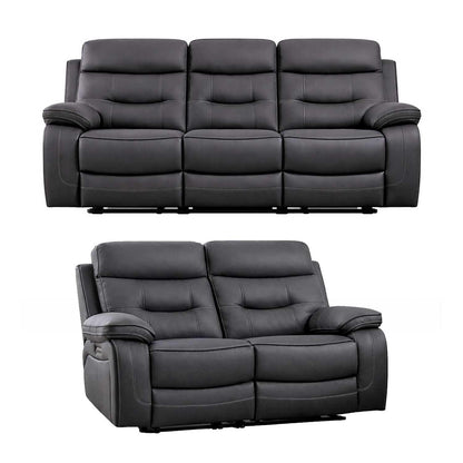 Renzo Grey Electric Recliner Sofa Suite 3 Seater & 2 Seater USB
