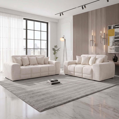 Jenson Plush Velvet 3 + 2 Seater Sofa Set Deep Seats & Boxed Arms