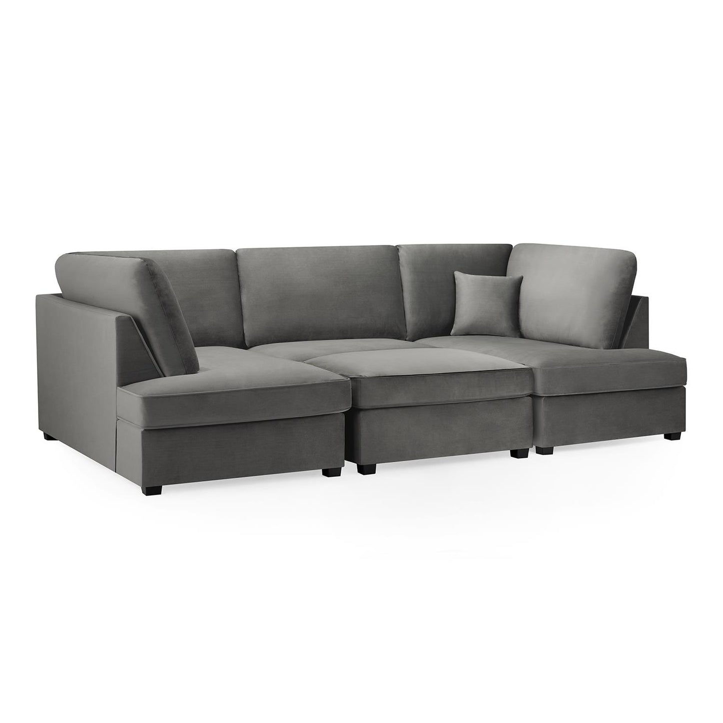 California Plush Velvet Beige, Black or Grey U shaped 6 Seater Sofa