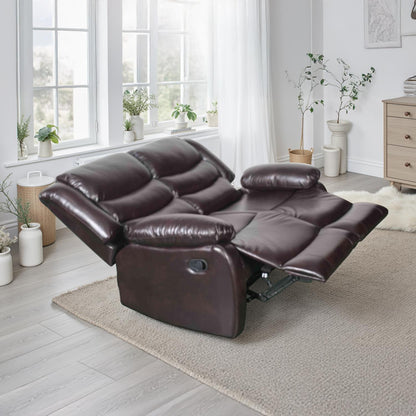 Cortland Leather Look 2 Seater Manual Reclining Sofa Black or Brown