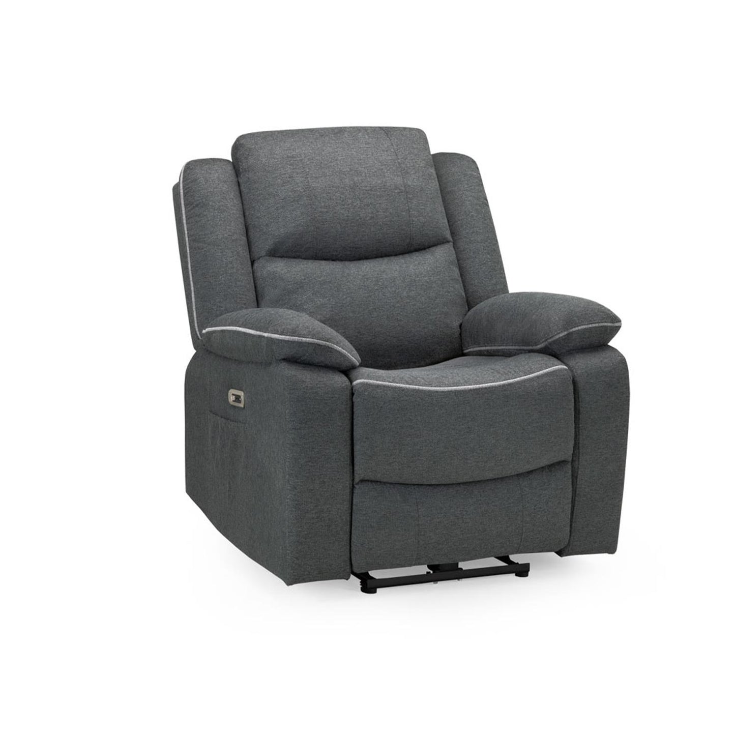 Harlow Graphite Grey Fabric Electric Reclining Single Seater Armchair