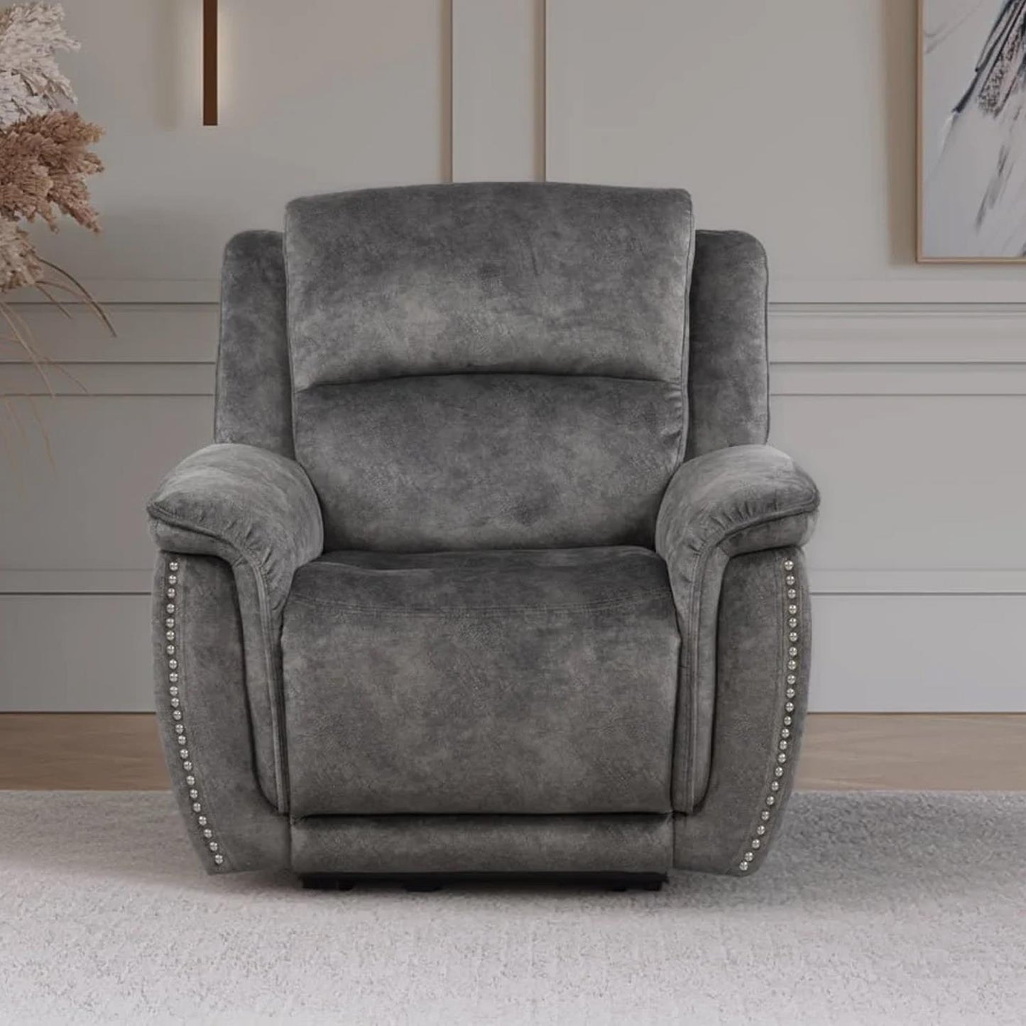 Mendoza Grey Plush Velvet Electric Reclining 3 Piece Sofa Suite 2 1 1