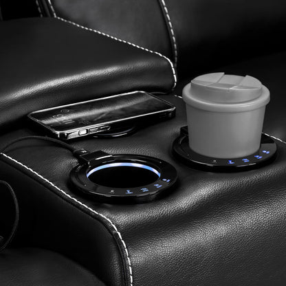 Orlando Leather Black or Grey Electric Reclining 2 Seater Centre Console