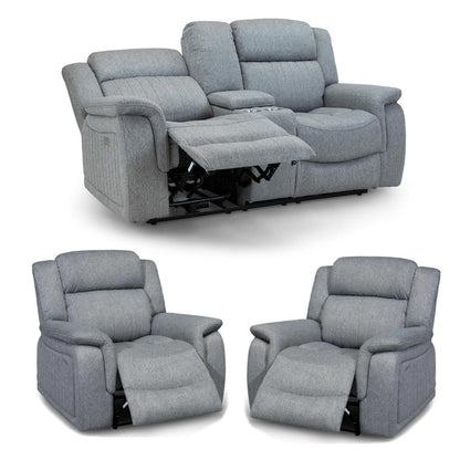 Linden Grey 3 Piece Electric Reclining Sofa Suite 2 + 1 + 1
