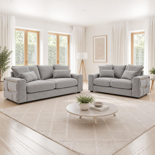 Juno Chenille 3 + 2 Seater Sofa Set with Removable Cushions