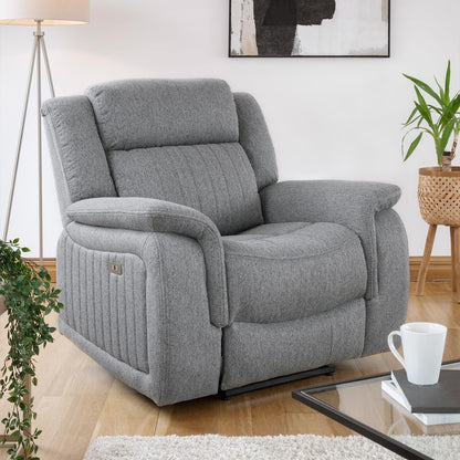 Linden Grey 3 Piece Electric Reclining Sofa Suite 2 + 1 + 1