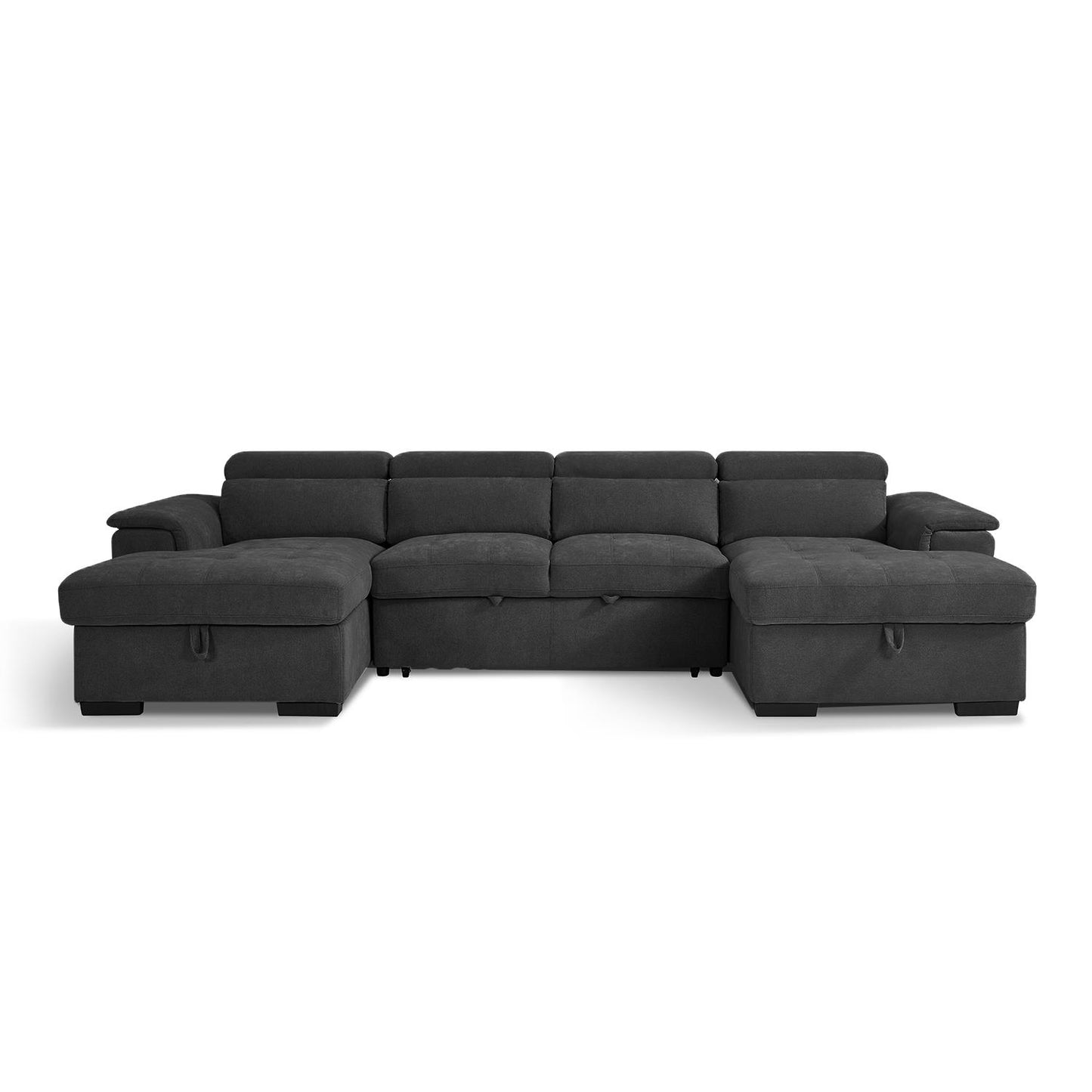 Large 4 5 Seater Fabric U Shaped Sofa Bed Tilting Headrest Storage