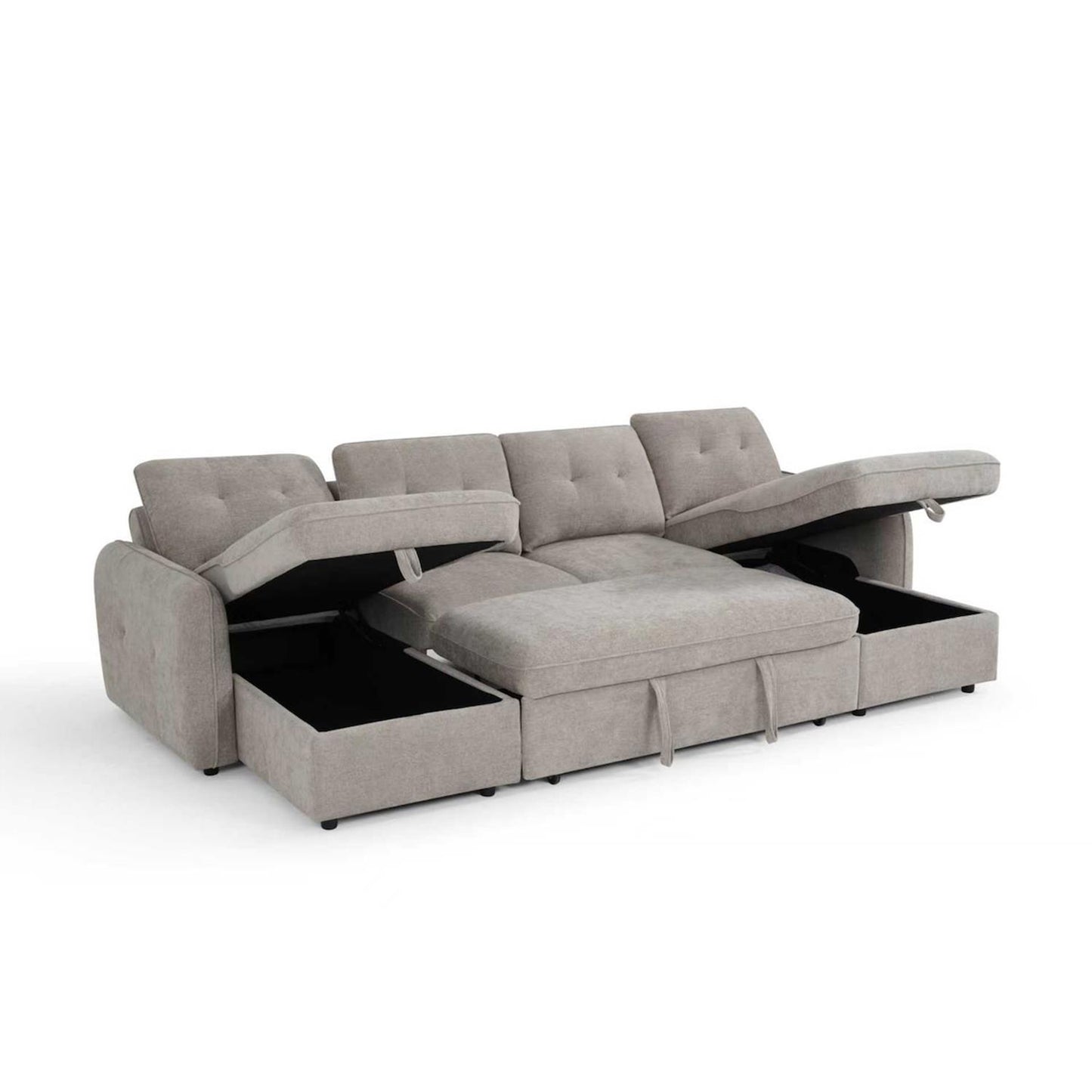 Seattle U Shaped 5 Seater Fabric Corner Sofa Bed