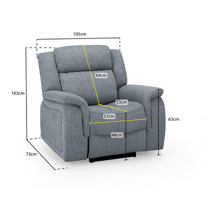 Linden Grey 3 Piece Electric Reclining Sofa Suite 2 + 1 + 1