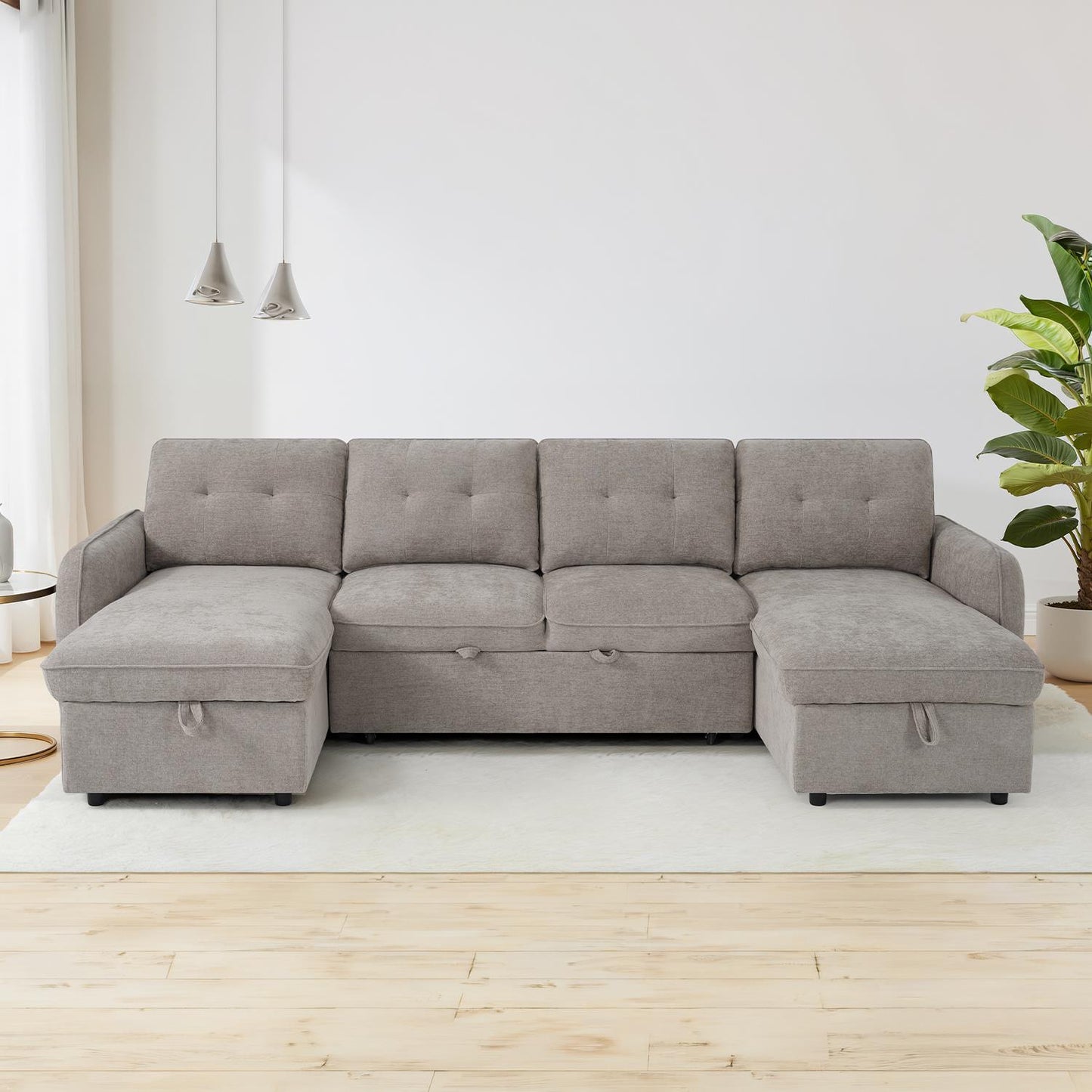 Seattle U Shaped 5 Seater Fabric Corner Sofa Bed