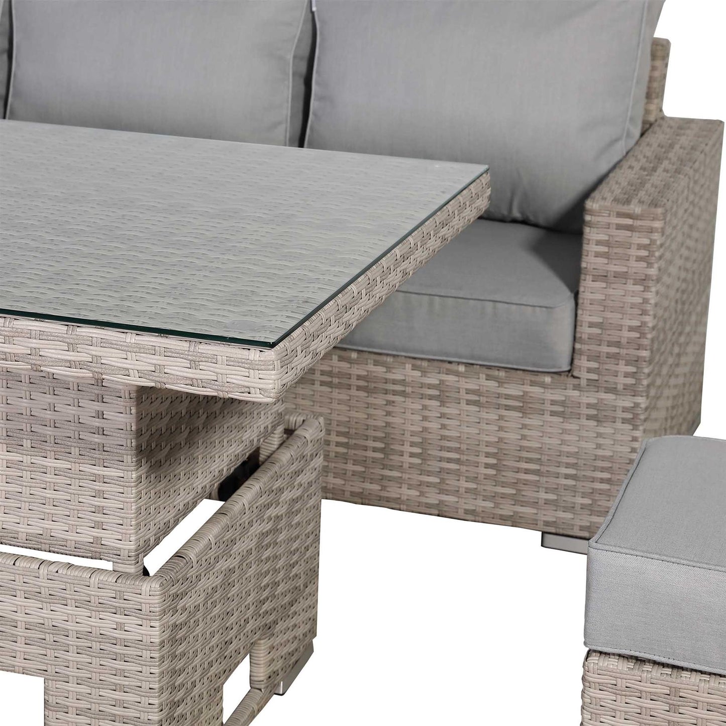 Rattan Corner Garden Sofa Set with Rising Table