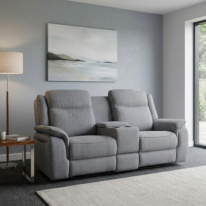 Milano Grey Fabric Electric Reclining Sofa Suite USB Cup Holder