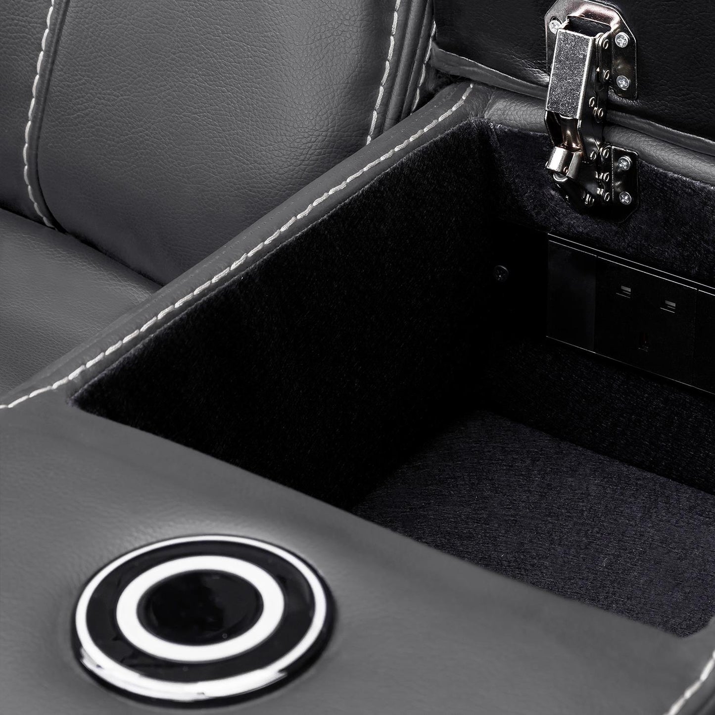 Orlando Leather Black or Grey Electric Reclining 2 Seater Centre Console