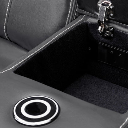 Orlando Leather Black or Grey Electric Reclining 2 Seater Centre Console