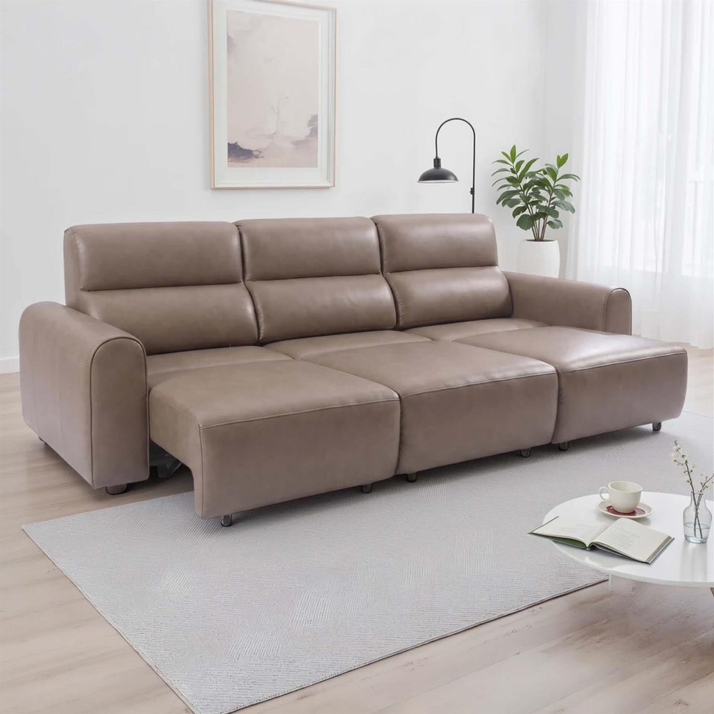 Corby 3 Seater Electric Recliner Sofa Leather Look High Back Design