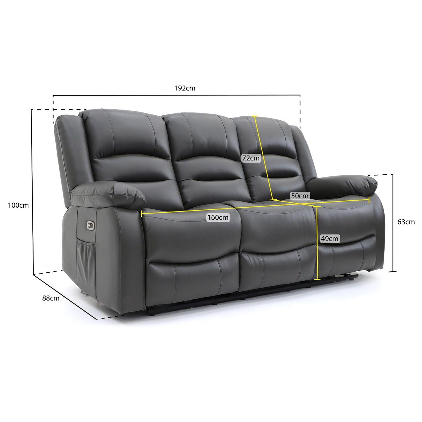 Arlo Black or Grey Leather Like Electric Reclining Sofa Suite 3 + 2 USB + Drinks Tray