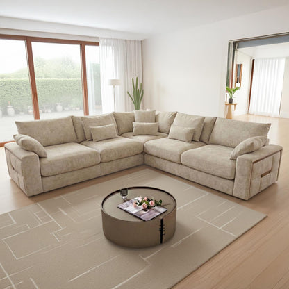 Juno L Shaped Large 5 Seater Corner Sofa Beige or Grey