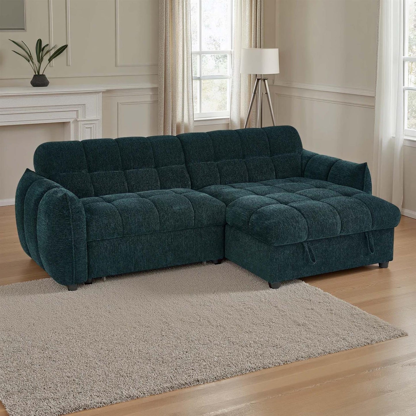 Fenton Universal Corner Sofa Bed with Storage Chaise Chenille Fabric