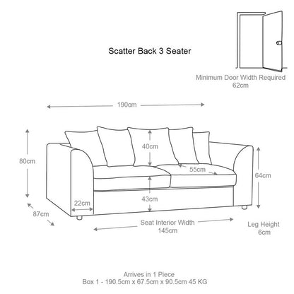 Casper Chenille Fabric 3 Seater Sofa