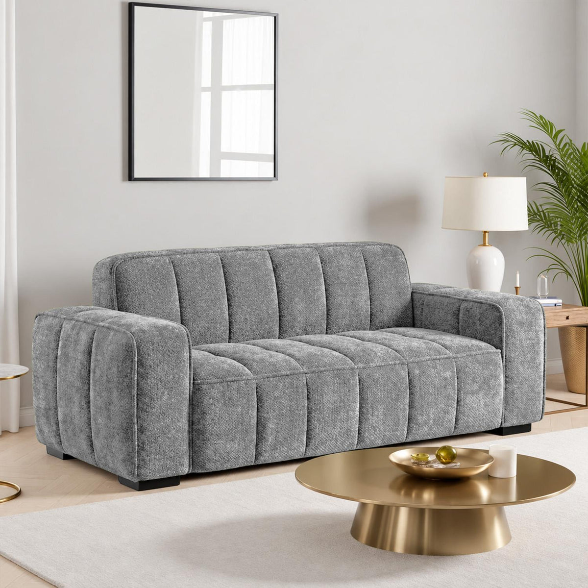 Preston 3 2 1 Sofa Suite Woven Fabric 3 Piece Set Beige Grey Olive
