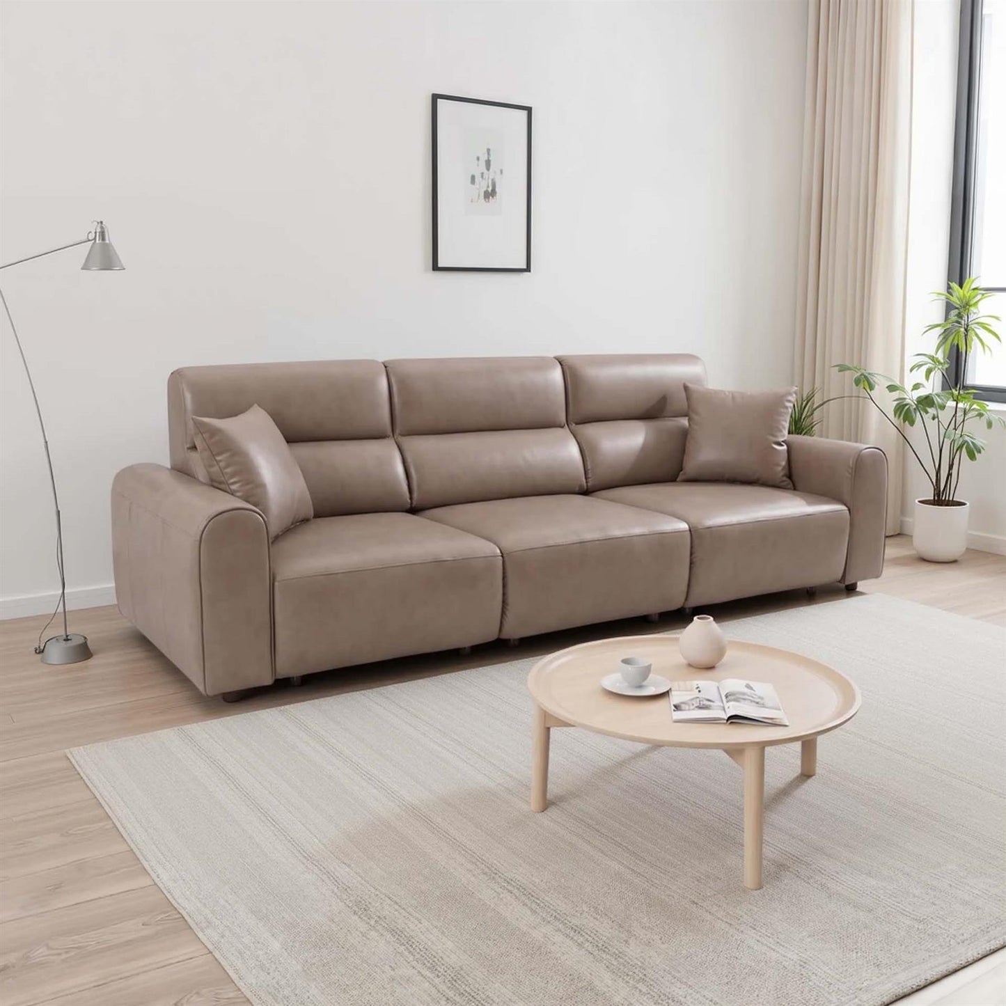 Corby 3 Seater Electric Recliner Sofa Leather Look High Back Design