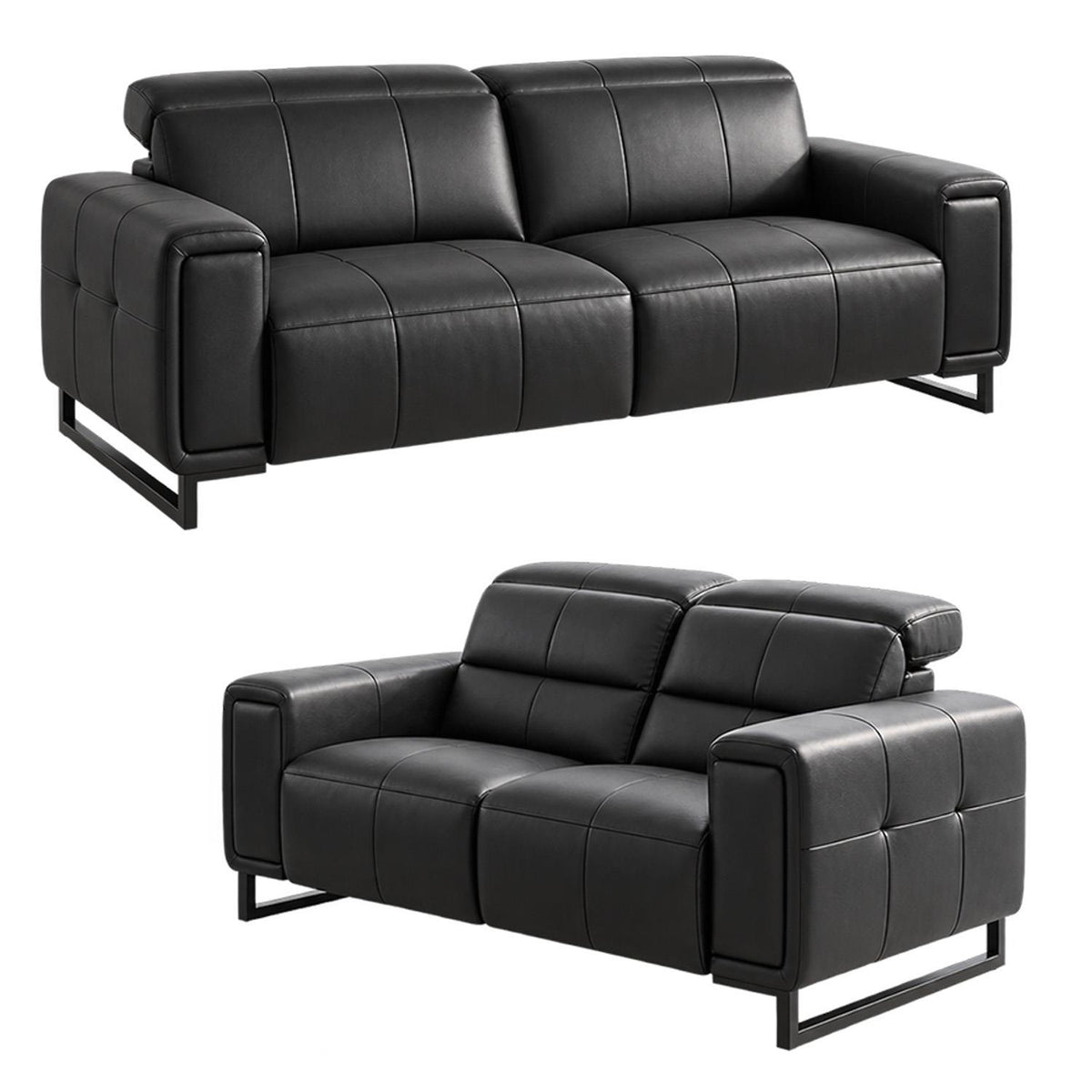 Rosebury 3 2 1 Electric Recliner Sofa Suite Leather Look Black Grey