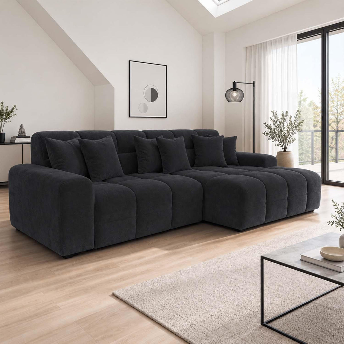 Jenson Plush Velvet Corner Sofa Left Right Hand Facing with Chaise