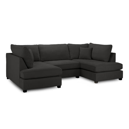 California Classic Fabric Beige, Black or Grey U shaped 6 Seater Sofa