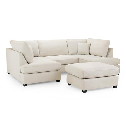 California Classic Fabric Beige, Black or Grey U shaped 6 Seater Sofa
