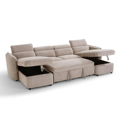 Ria Large 4 5 Seater Fabric U Shaped Sofa Bed Tilting Headrest Storage