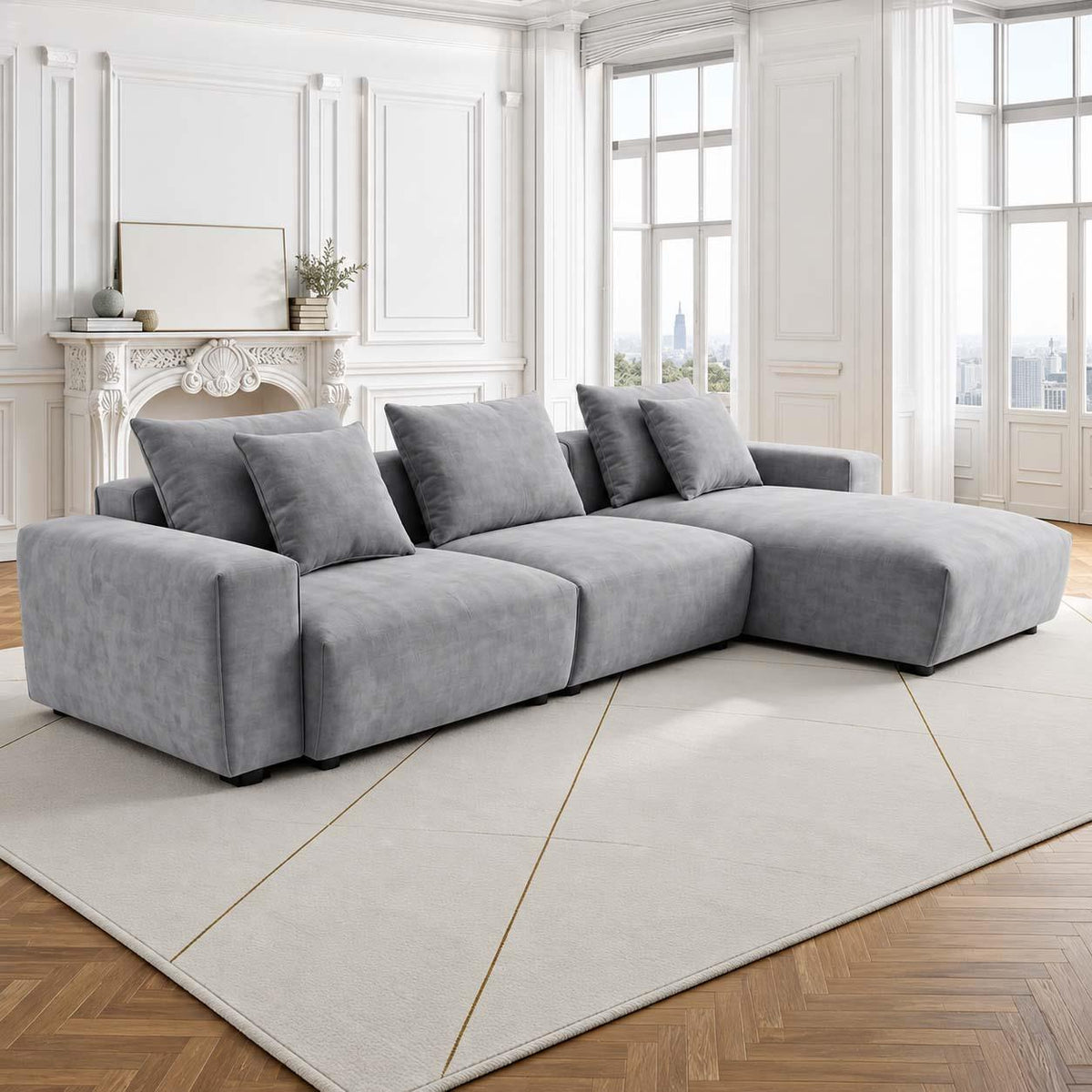 Mayfield Universal Corner Sofa with Reversible Chaise Beige or Grey