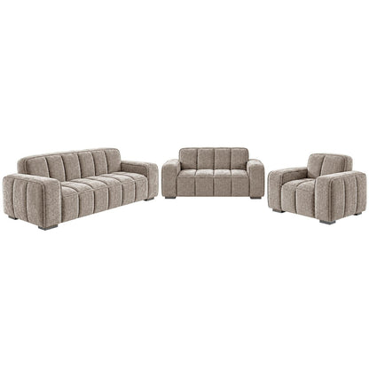 Preston 3 2 1 Sofa Suite Woven Fabric 3 Piece Set Beige Grey Olive