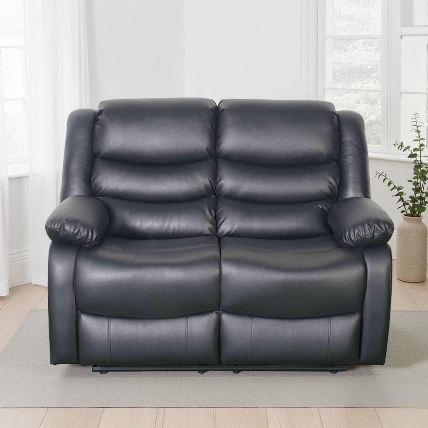 Cortland Leather Look 3 Piece Sofa Suite Manual Reclining Black or Brown