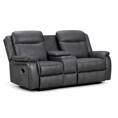 Tara Reclining 2 Piece Sofa Suite Grey Leather Look Fabric 3 + 2